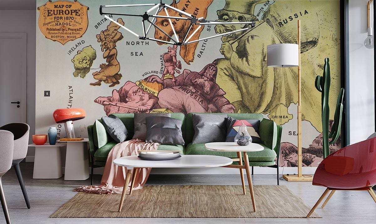 War Map of Europe Wallpaper Mural Decoration Design