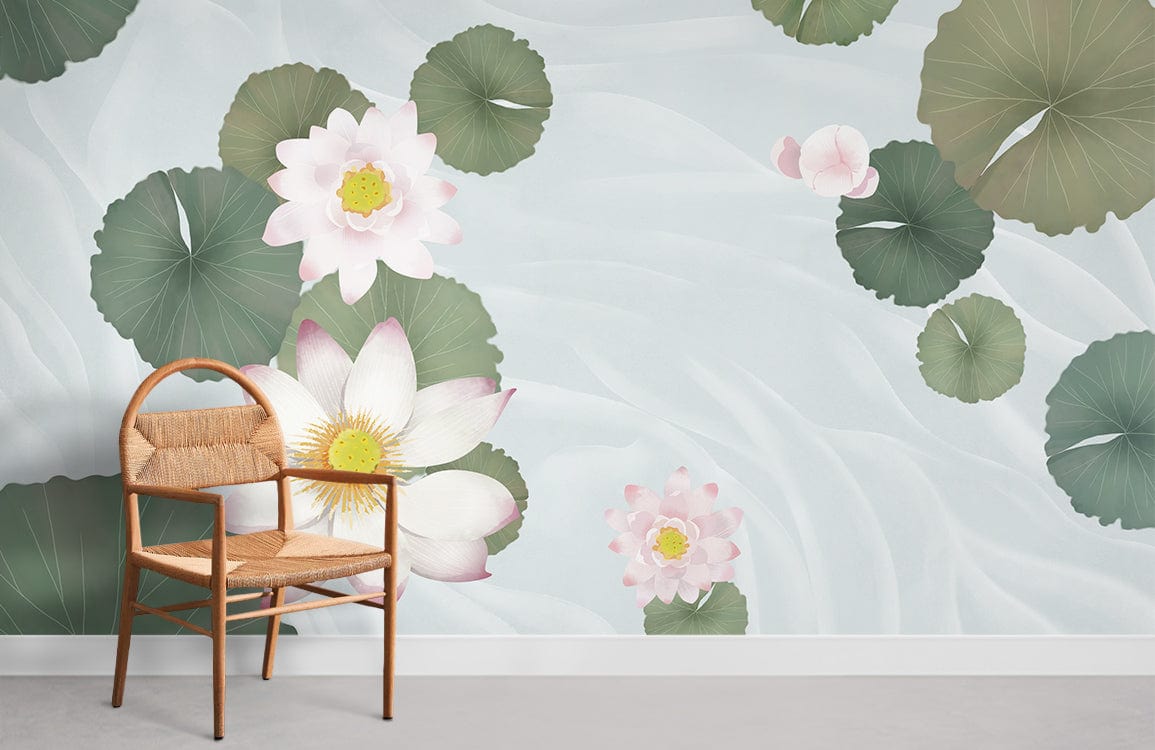 Water Lily Flower Wall Murals Room Decoration Idea