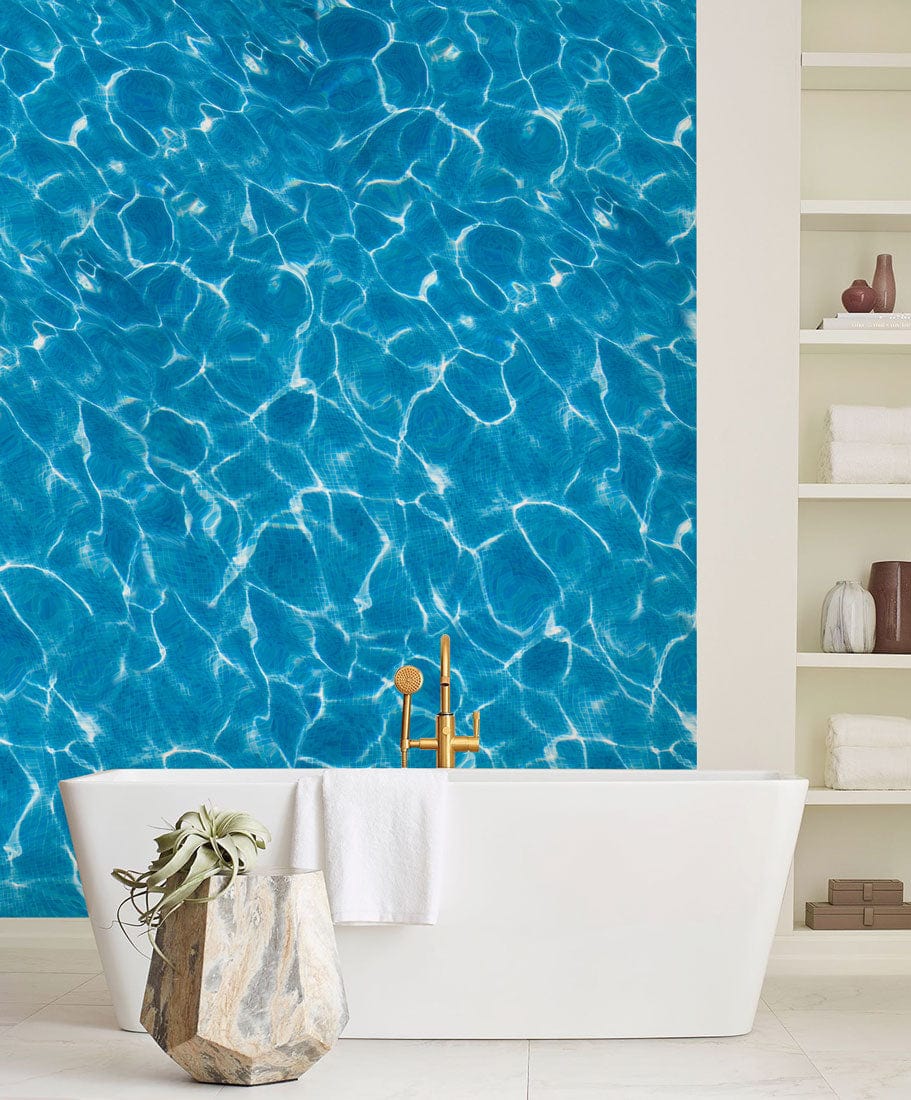 Wallpaper mural with water ripples, perfect for use as bathroom decor.