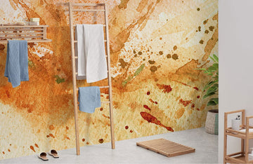 Abstract Watercolor Orange Splash Mural Wallpaper
