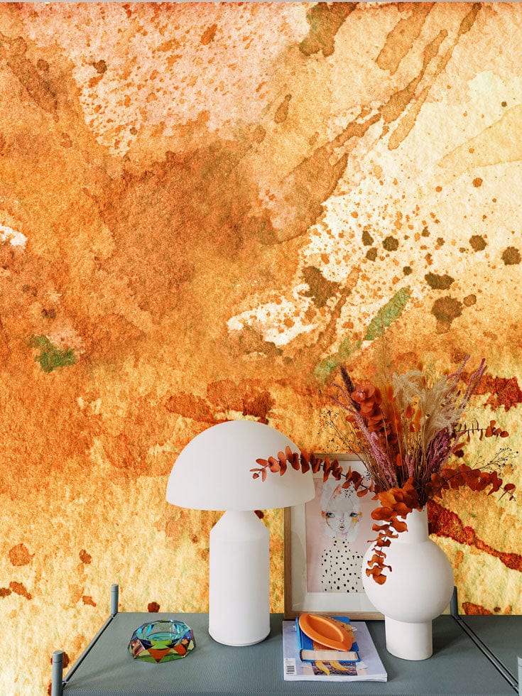 watercolor abstract bang colorful mural design