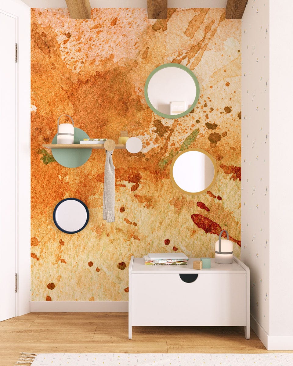 watercolor ombre mural for bathroom decoration design