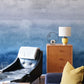 watercolor blue ombre mural lounge decoration idea
