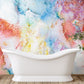watercolor boom wallpaper mural bathroom design
