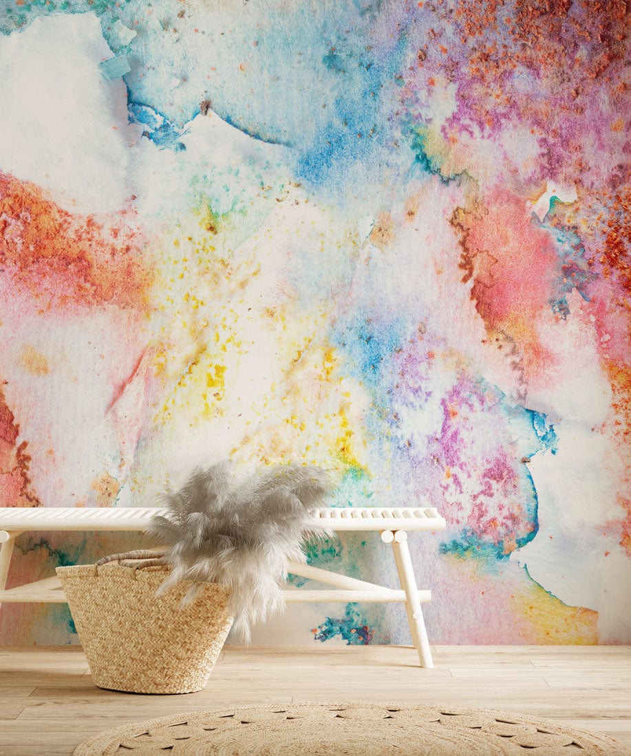 watercolor boom wall mural living room design