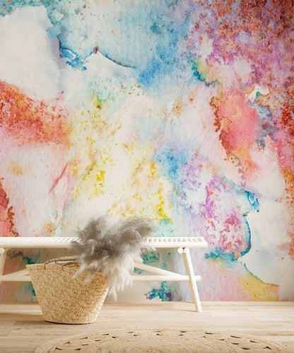 watercolor boom wall mural living room design