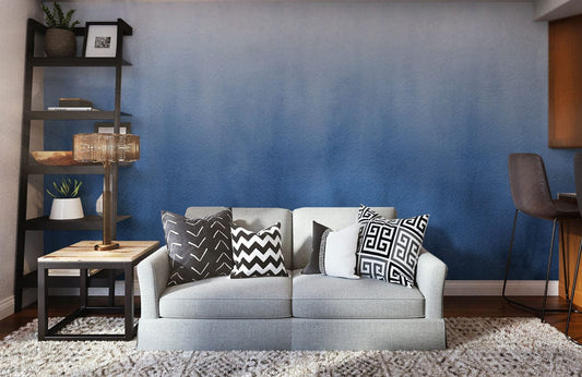 watercolor foggy blue wall mural living room decor