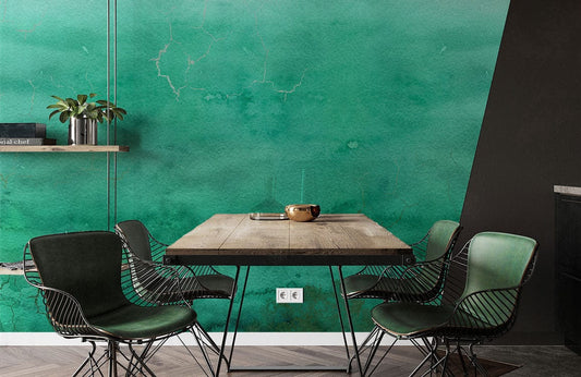 watercolor green ink wallpaper mural study decor