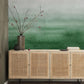 abstract ombre green wallpaper mural hallway design