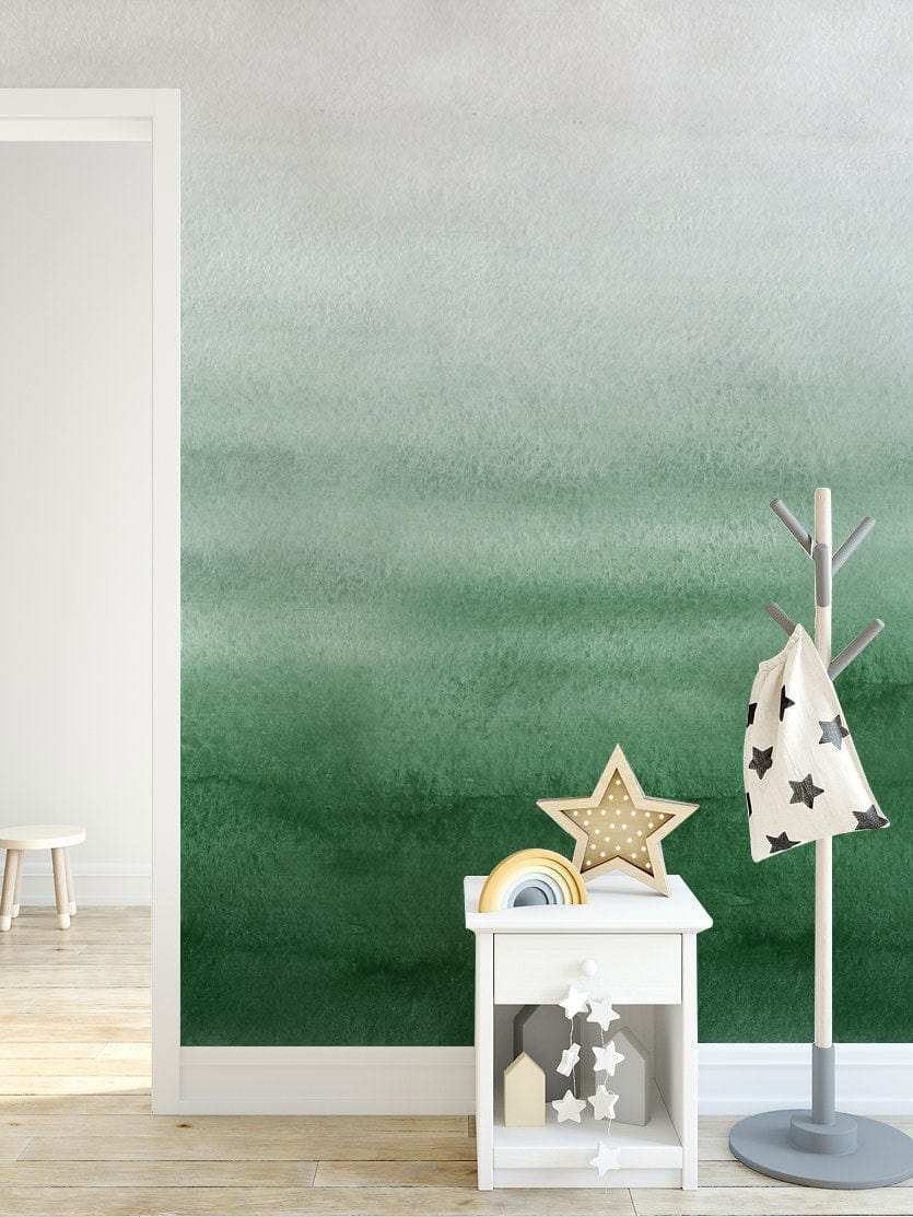 abstract ombre green wallpaper mural playroom design