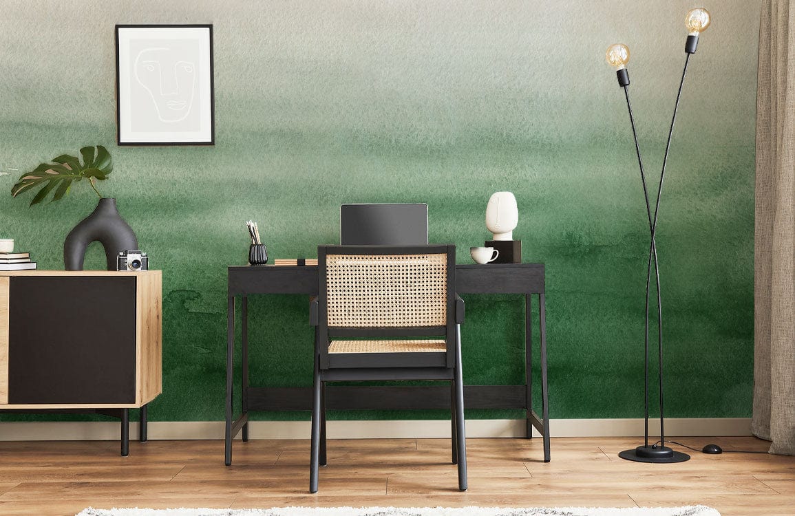 watercolor green texture wallpaper mural study room decoration