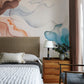 Abstract Floral Watercolor Wallpaper Mural in bedroom
