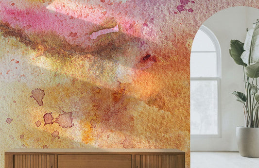 watercolor ombre ink stain wallpaper mural hallway decoration