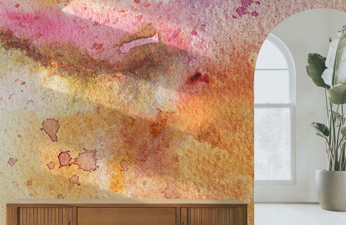 watercolor ombre ink stain wallpaper mural hallway decoration