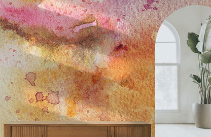watercolor ombre ink stain wallpaper mural hallway decoration