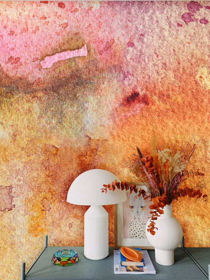 watercolor ombre stain wall mural art design for room