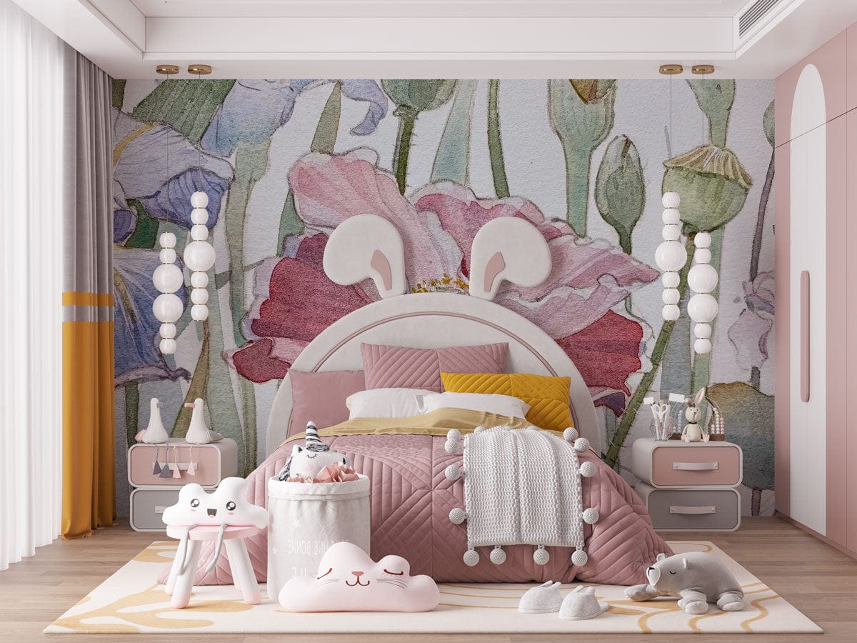 watercolor lotus blossom wallpaper mural for home decoration