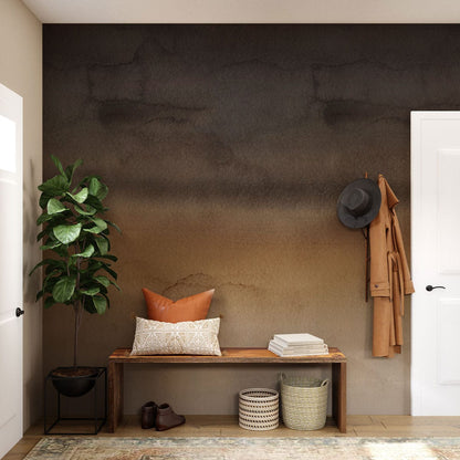 watercolor ombre layer wallpaper mural hallway design