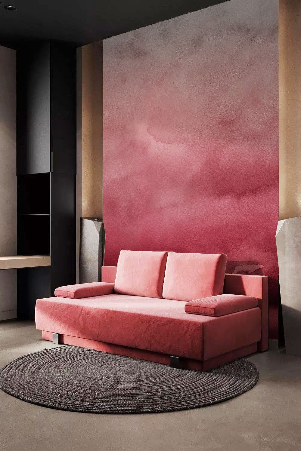 watercolor ombre pink wall mural art decor