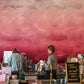 abstract ombre pink wall mural restaurant decoration design