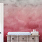 watercolor ombre pink wall mural hallway art design