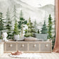 green watercolor forest wall mural lounge decor