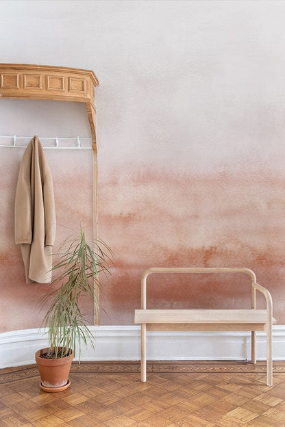 ombre abstract pink wallpaper mural hallway design