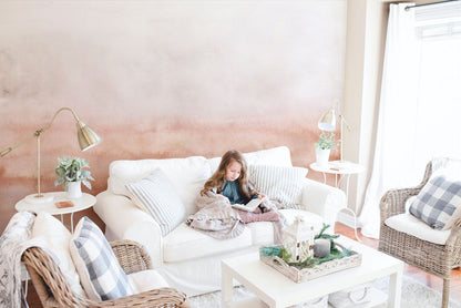 watercolor pink wallpaper mural nursery design