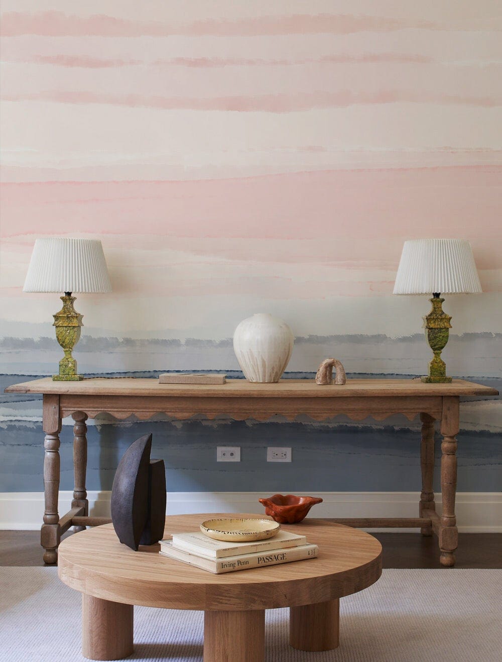 Abstract Watercolor Pink Blue Wallpaper Mural