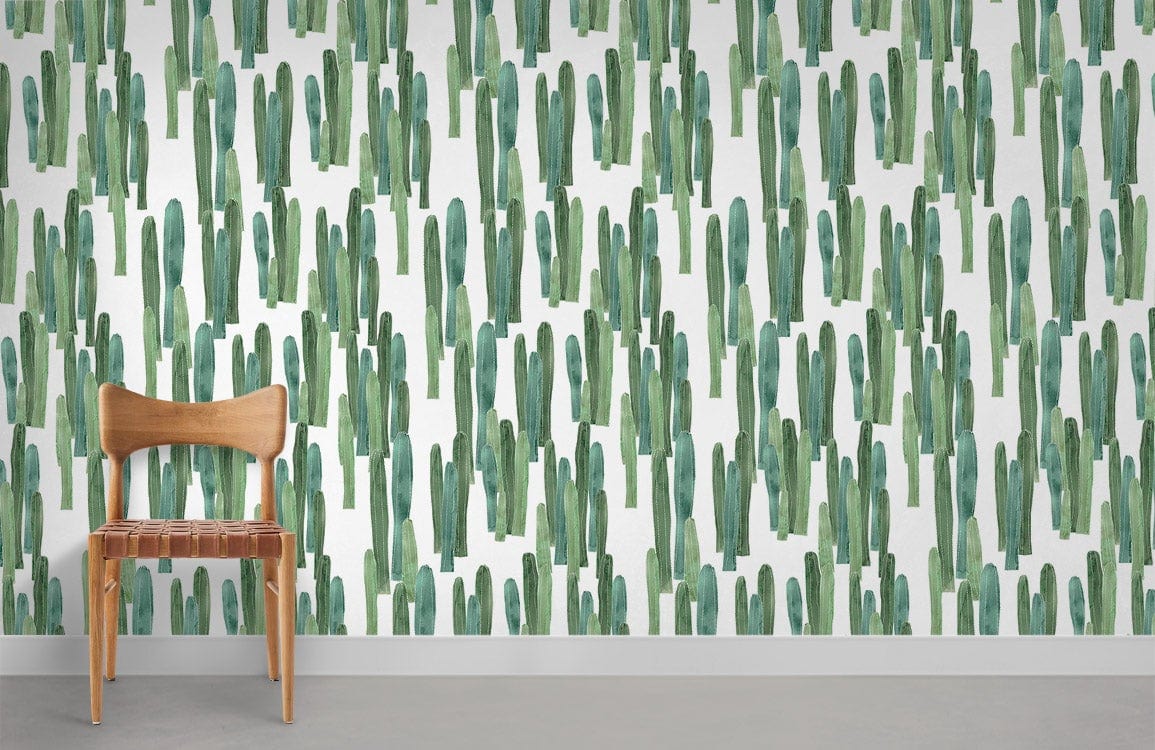 fresh green cactus wall mural room