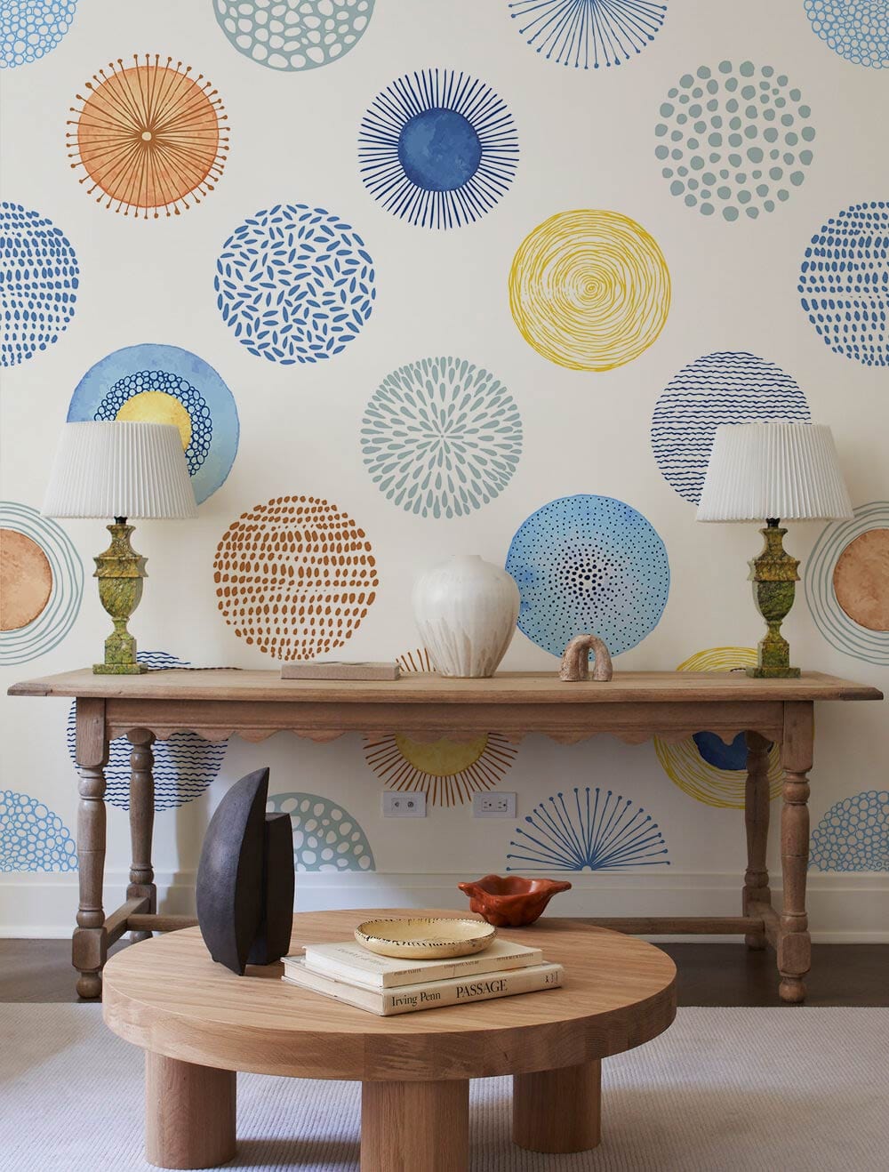 painted Circles watercolor Wallpaper Mural for living Room decor