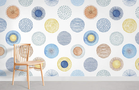 painted Circles watercolor Wallpaper Mural for Room decor