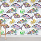 fish is swimming and blowing bubbles wall mural
