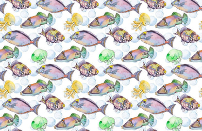 colorful bubble fish wallpaper mural for room