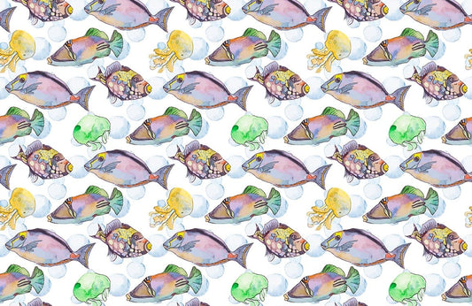 colorful bubble fish wallpaper mural for room