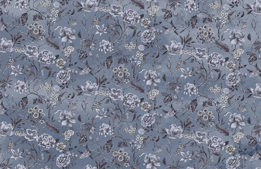 Elegant Blue Floral Bedroom Mural Wallpaper