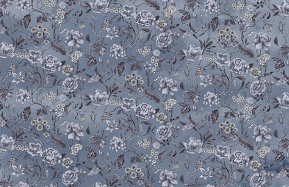 Elegant Blue Floral Bedroom Mural Wallpaper