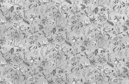 Elegant Grey Floral Mural Wallpaper