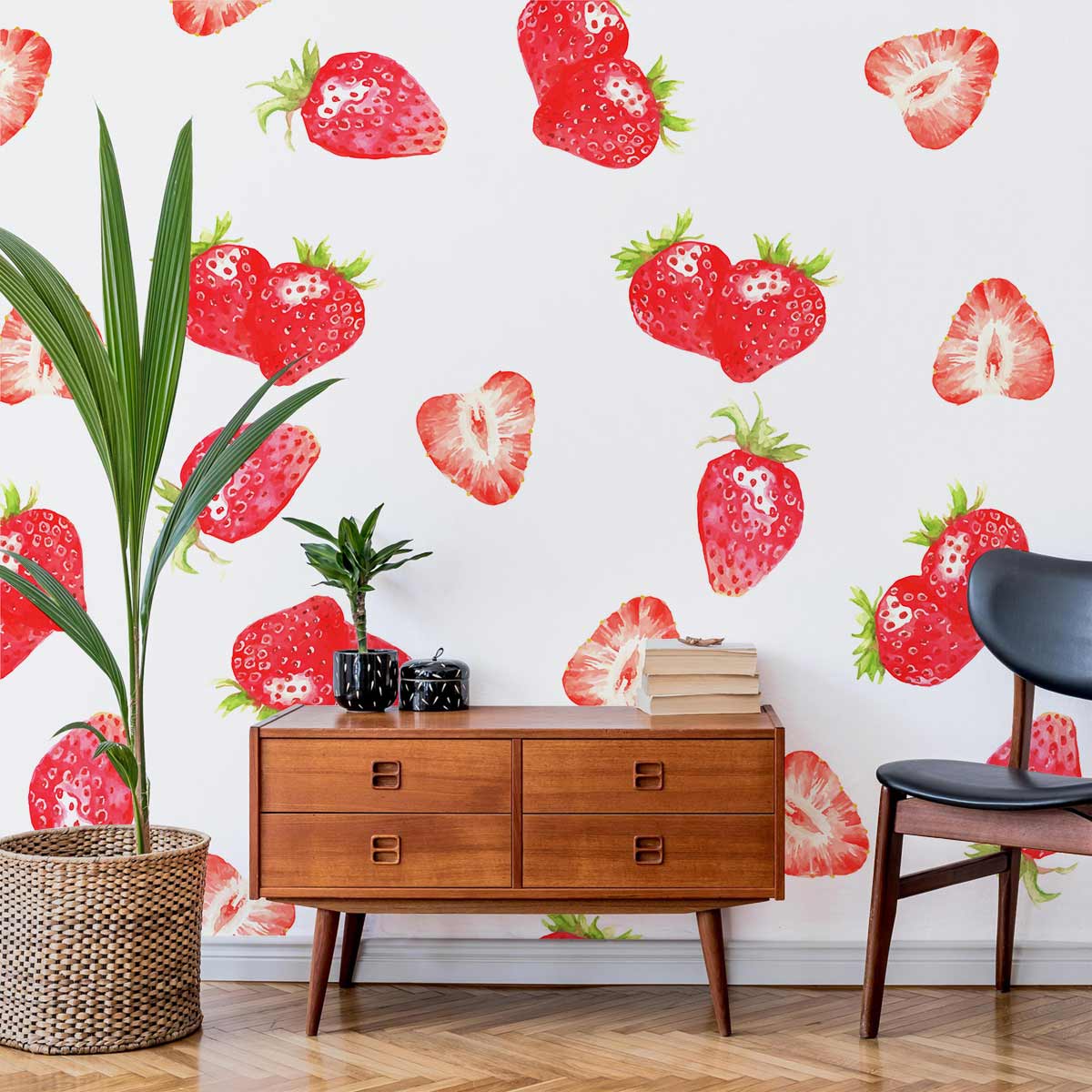 Slice Strawberry Fruit Pattern Wallpaper Art