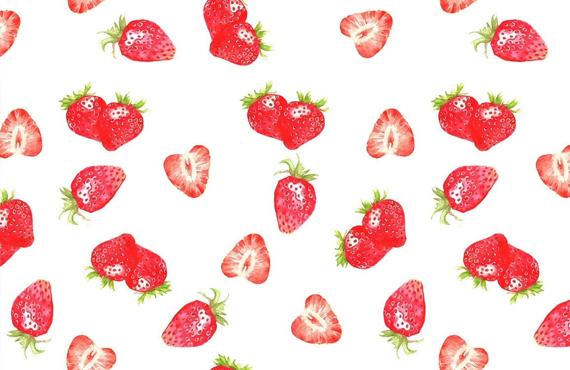 Red Whimsical Strawberry Pattern Mural Wallpaper