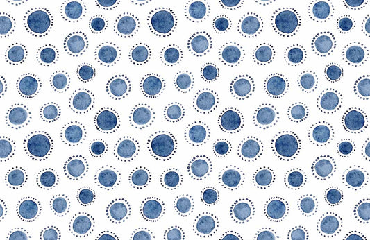 Indigo Polka Dot Custom Pattern Wallpaper Art