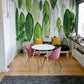 Green Watercolor Leaves Wallpaper Mural Home Interior Decor