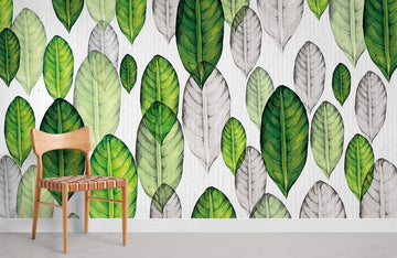 Vibrant Botanical Leaf Pattern Mural Wallpaper