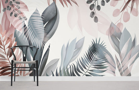 Art Watercolor Leaves Wallpaper Mural Room