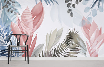 Modern Botanical Leaf Mural Wallpaper