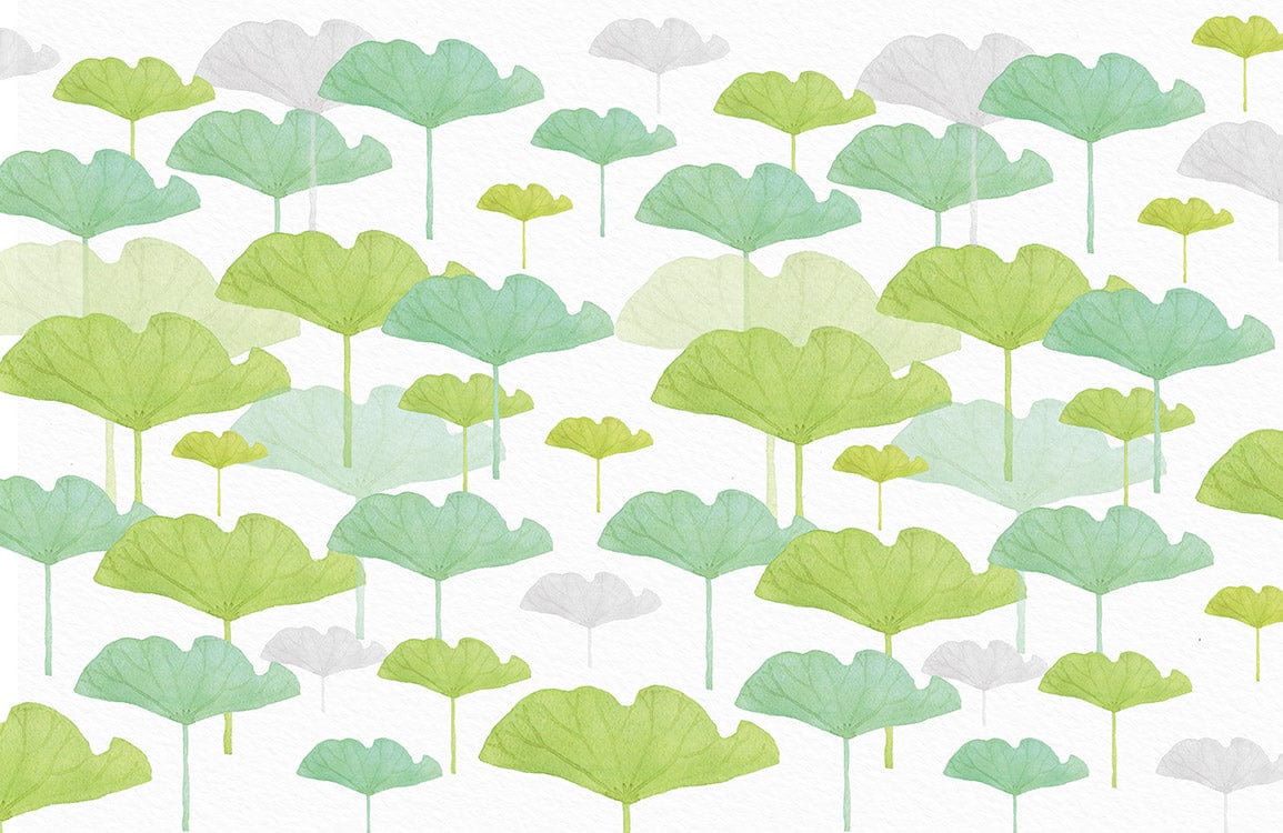 Serene Green Botanical Leaf Mural Wallpaper