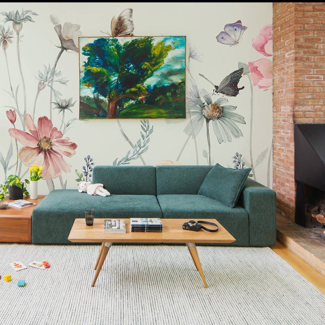 Watercolor Flower Animal Wall Mural Interior Decor