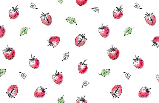 Watercolour Strawberry Fruit Pattern Mural Design