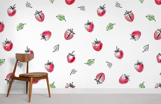 Watercolour Strawberry Fruit Wallpaper Design