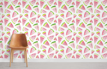 Whimsical Pink Watermelon Slice Mural Wallpaper